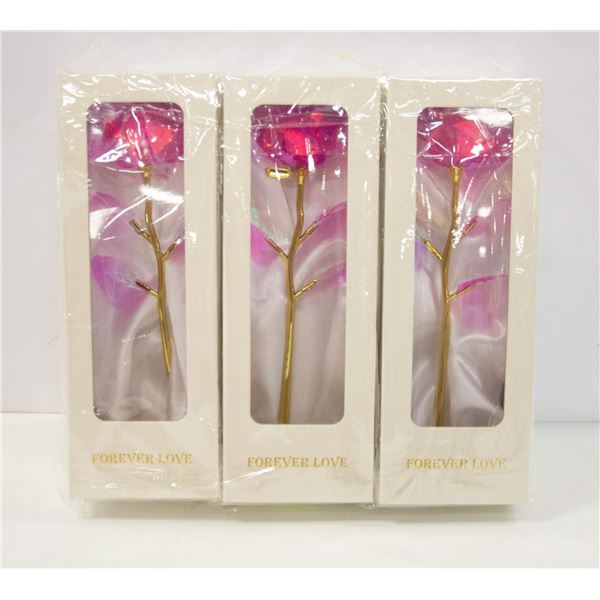 3 FOREVER LOVE 24K GOLD PLATED ARTIFICAL ROSES