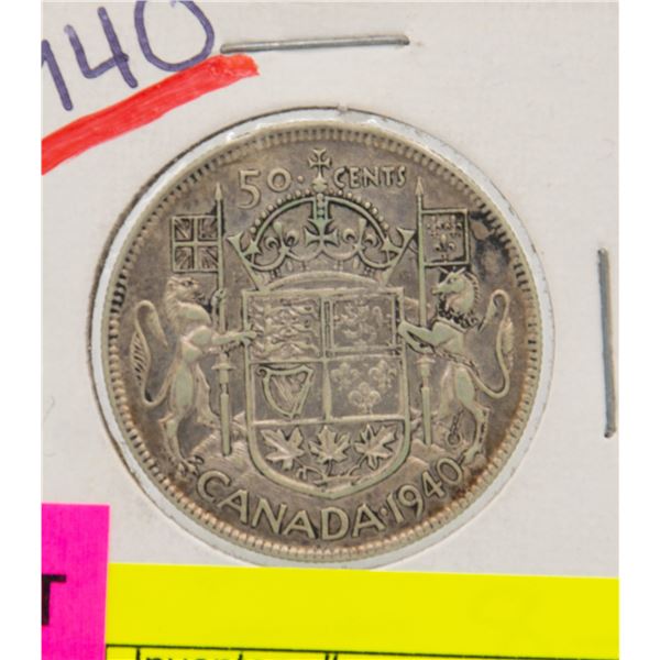 1940 CANADIAN SILVER HALF DOLLAR