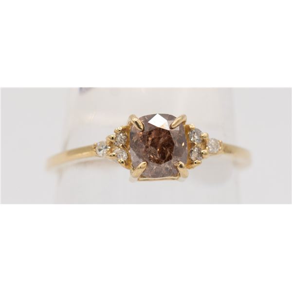 14KT YELLOW GOLD PINKISH BROWN DIAMOND RING SZ 6.5