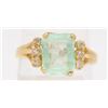 Image 1 : 10 KT YELLOW GOLD EMERALD AND DIAMOND RING SZ 6