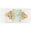 10 KT YELLOW GOLD EMERALD AND DIAMOND RING SZ 6