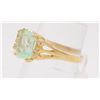 Image 2 : 10 KT YELLOW GOLD EMERALD AND DIAMOND RING SZ 6