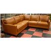 Image 1 : GENUINE LIGHT BROWN LEATHER SECTIONAL