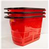 Image 1 : NEW SET OF 3 RED SHOPPING BASKETS WITH WHEELS AND