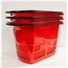 NEW SET OF 3 RED SHOPPING BASKETS WITH WHEELS AND