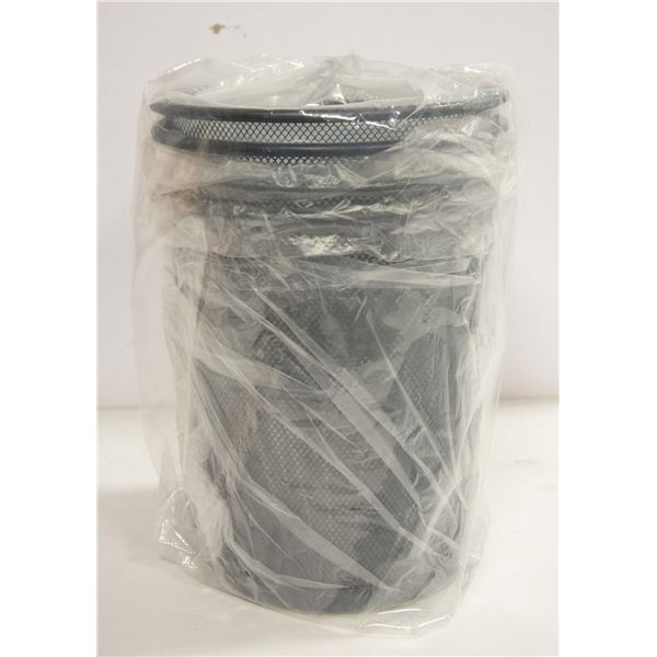 NEW 4 PACK OF BLACK METAL TRASH BASKETS, ROUND