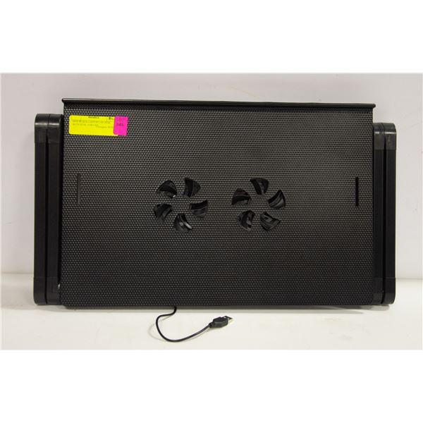 NEW BLACK LAPTOP LAP DESK WITH DUAL USB FAN