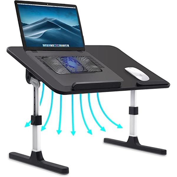 NEW LAPTOP LAP DESK WITH USB FAN, BLACK/GREY