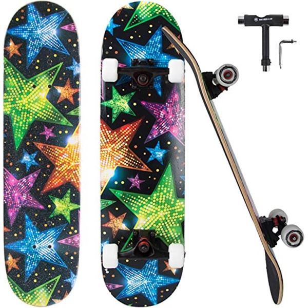 NEW METRO ROLLER "STAR" 31" SKATEBOARD, 7 LAYER