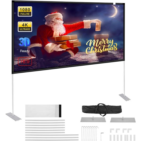 NEW POWEREXTRA PROJECTOR SCREEN WITH STAND, 100"