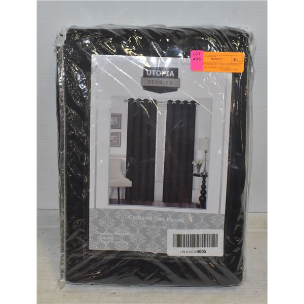 NEW REPACKED UTOPIA BEDDING BLACK WINDOW CURTAINS