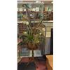 VINTAGE WOOD PLANTER WITH ARTIFICIAL PLANT