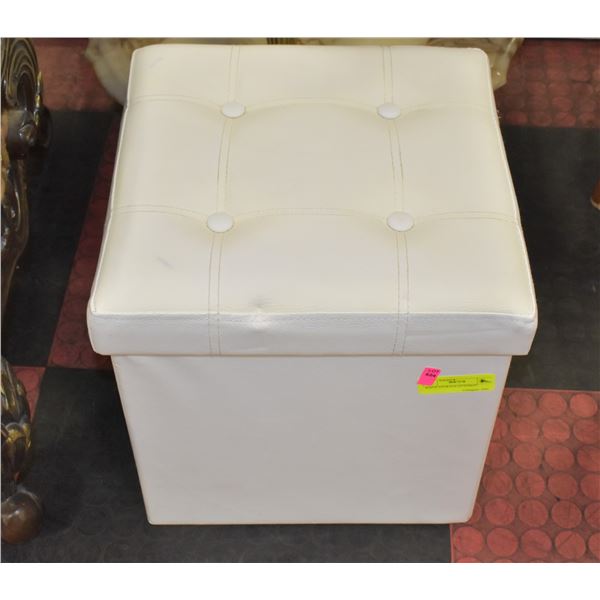 WHITE STORAGE OTTOMAN