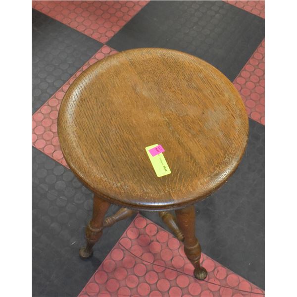 ANTIQUE PIANO STOOL WITH METAL ACCENTS