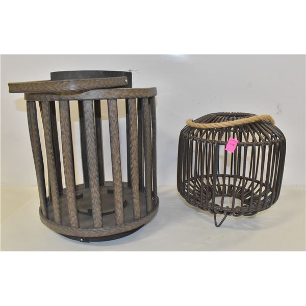 PAIR OF DECORATIVE WOOD LANTERNS