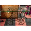 22 BOTTLE WINE RACK, TEMPERED GLASS TOP. POTTERY+