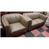 Image 1 : BRAND NEW GENUINE LIGHT BROWN LEATHER DELUXE LOVESEAT &