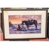 LARGE FRAMED WESTERN PRINT - HORSE COWBOY DOG