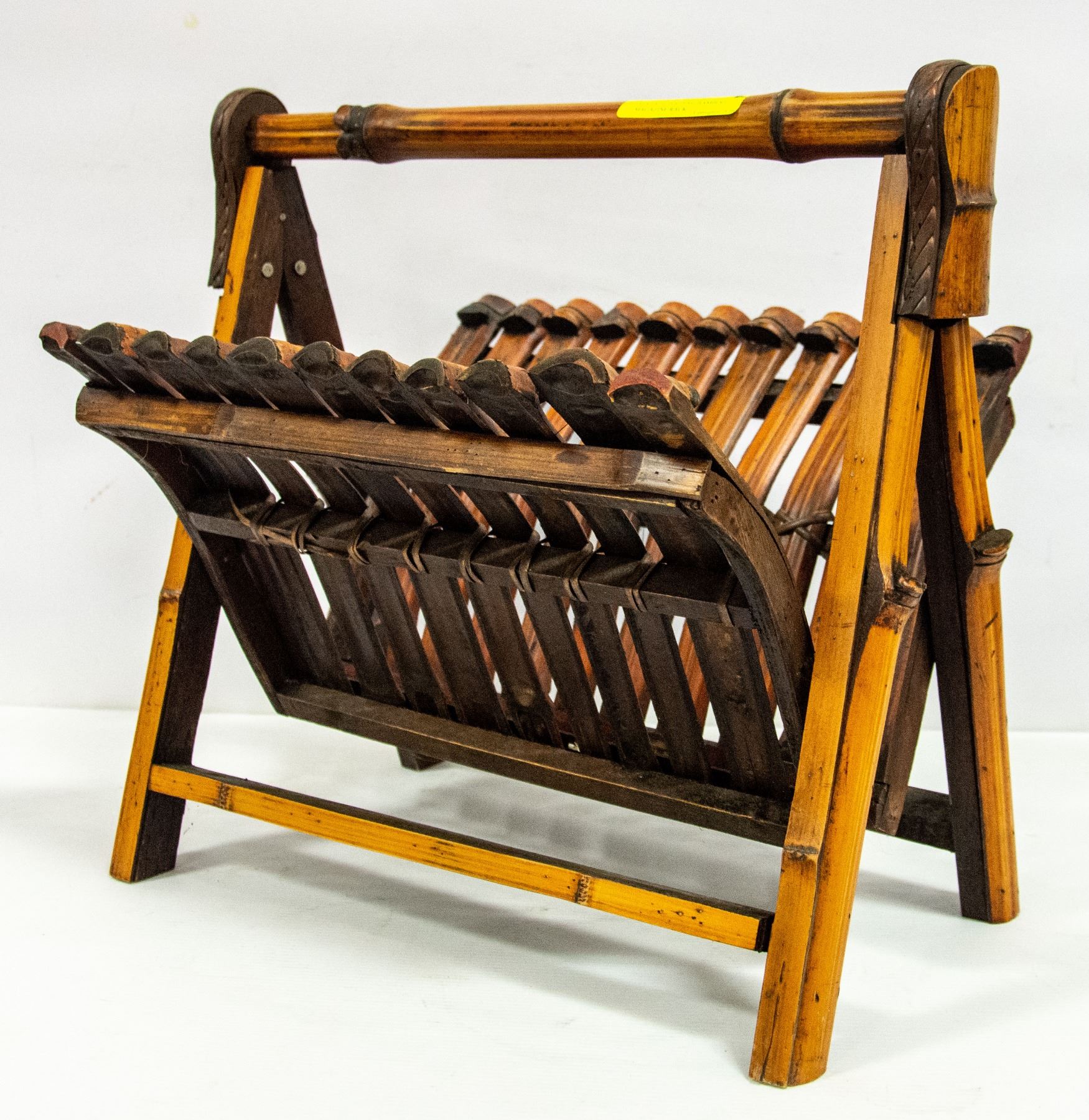 Indigenous Magazine Rack VINTAGE FOLDING BAMBOO MAGAZINE RACK