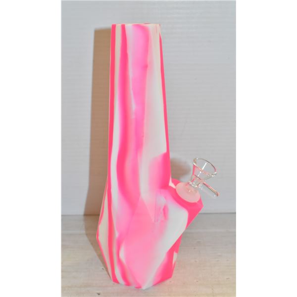 NEW 10" SILICONE PINK WHITE BONG