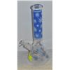 Image 1 : NEW 14" CLEAR BLUE LEAF ETCHED BEAKER BONG