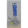 Image 1 : NEW 14" CLEAR BLUE LEAF ETCHED BEAKER BONG