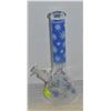 Image 1 : NEW 14" CLEAR BLUE LEAF ETCHED BEAKER BONG