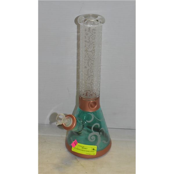 12  COPPER GREEN SWIRL BONG