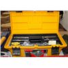 YELLOW RUBBERMAID TOOLBOX WITH CONTENTS