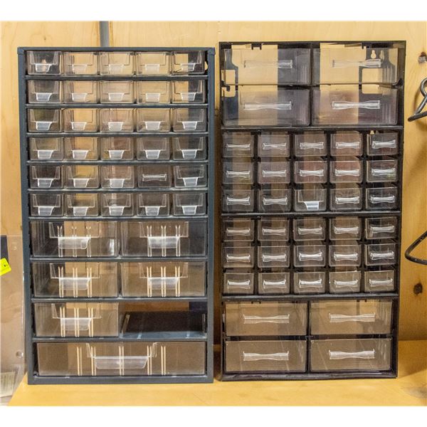 2 PLASTIC PARTS ORGANIZER BINS