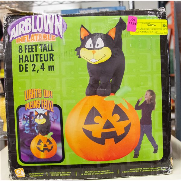 8 FT AIRBLOWN LIGHT UP BLACK CAT/PUMPKIN, TESTED