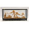 Image 1 : BAMBOO/CORK DIORAMA ASIAN VILLAGE UNDER GLASS +