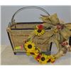Image 1 : FALL DOOR WREATH & METAL/WICKER MAGAZINE STAND