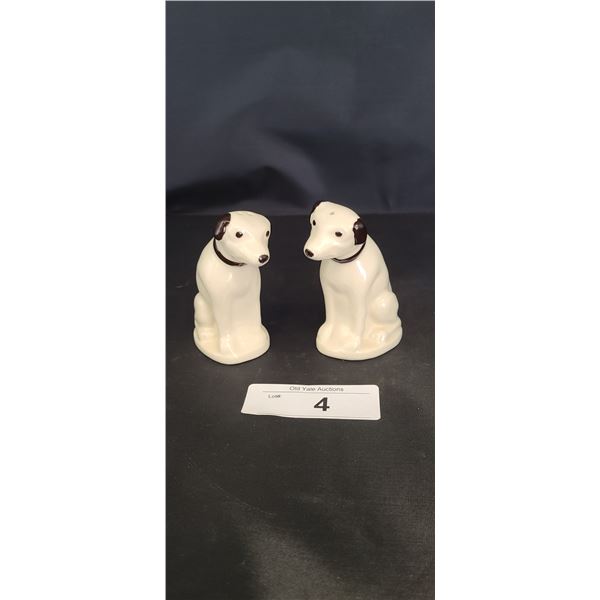 PAIR VINTAGE RCA NIPPER DOG PORCELAIN SALT & PEPPER SHAKERS
