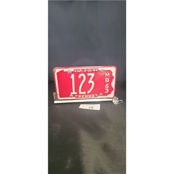 PAIR VINTAGE 1963 PENNSYLVANIA BOAT LICENSE PLATES IN HARD TO FIND MOUNT