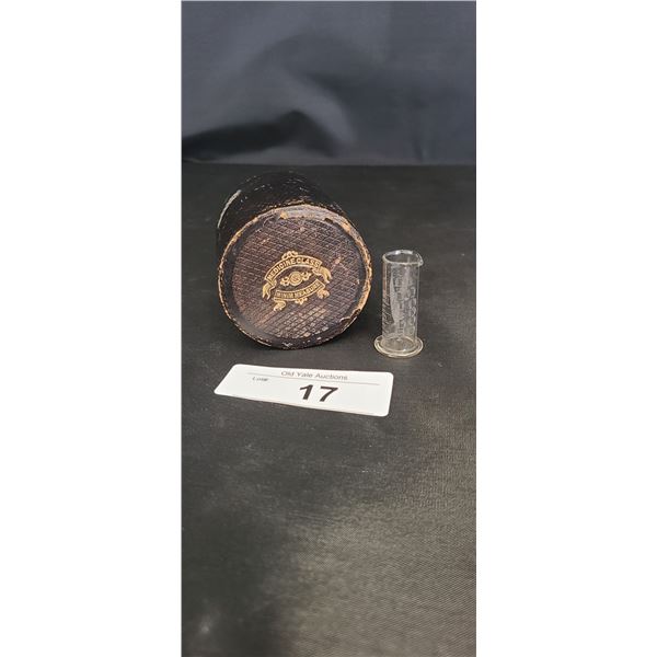 VICTORIAN MEDICINE GLASS MINI MEASURE BEAKER IN ORIGINAL CASE