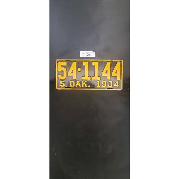 HARD TO FIND 1934 SOUTH DAKOTA LICENSE PLATE