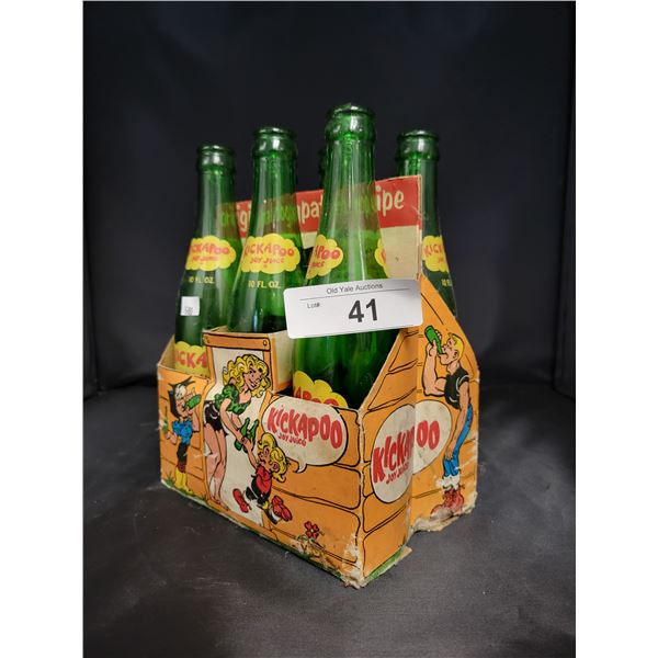 VINTAGE KIKAPOO JOY JUICE SIX PACK CARRIER W/BOTTLES