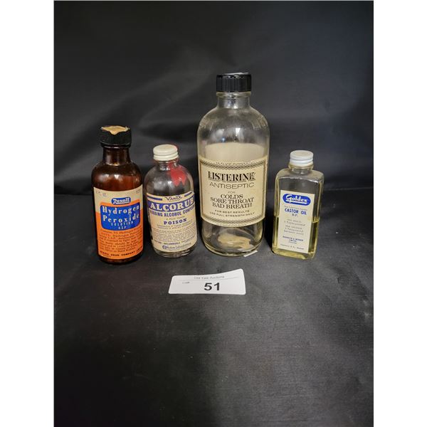 FOUR VINTAGE DRUGSTORE BOTTLES
