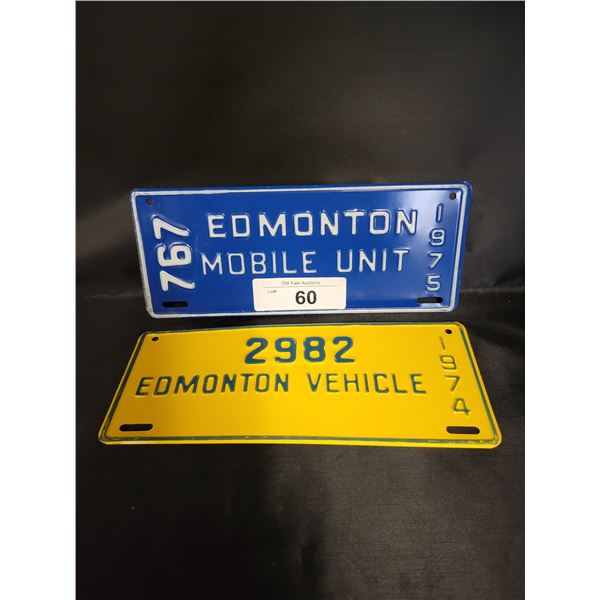 1974/75 NOS CITY OF EDMONTON LICENSE PLATES