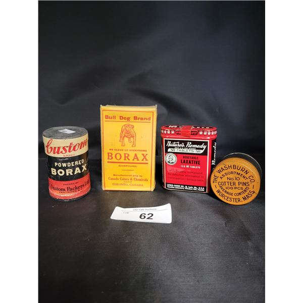 FOUR VINTAGE TINS & BOXES