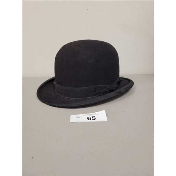 ORIGINAL ANTIQUE "THE WEDGE" BOWLER HAT MADE BY G. ROSE & CO. OF LONDON