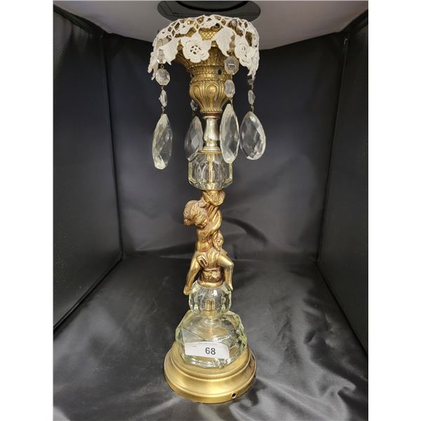 VINTAGE CRYSTAL DROP FIGURAL LAMP BASE