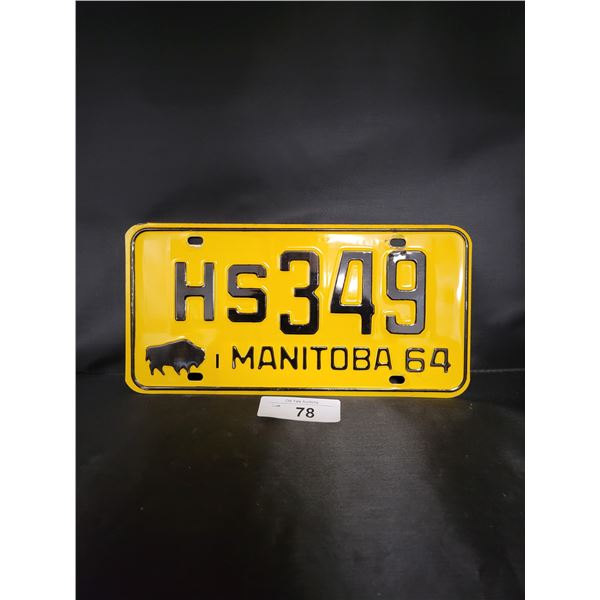 NOS 1964 MANITOBA LICENSE PLATE