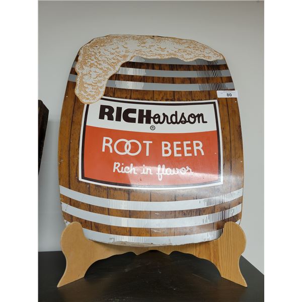 VINTAGE RICHARDSON ROOT BEER BARREL METAL SIGN