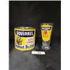 Image 1 : TWO VINTAGE SQUIRREL PEANUT BUTTER TIN & GLASS
