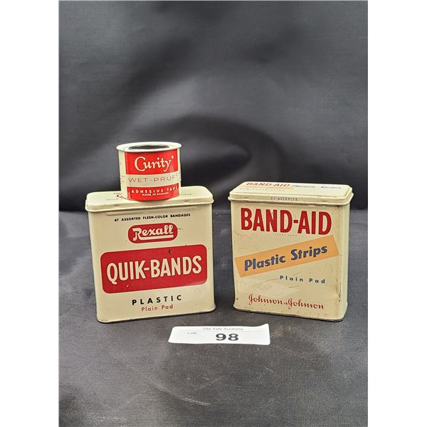 THREE VINTAGE BANDAID CANS
