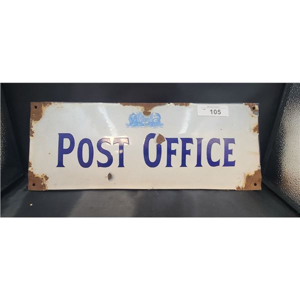 VERY HARD TO FIND ANTIQUE PORCELAIN POST OFFICE CURVED SIGN
