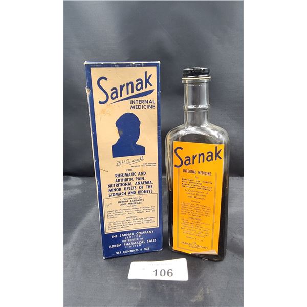 VINTAGE SARNAK INTERNAL MEDICINE BOTTLE IN ORIGINAL PACKAGING