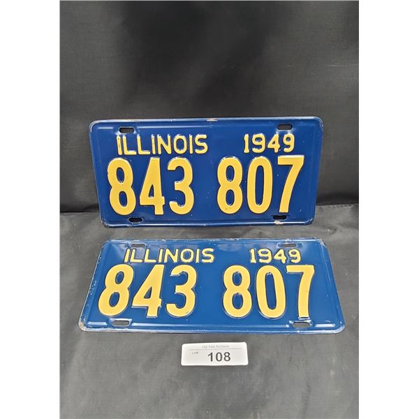 PAIR NOS 1949 ILLINOIS LICENSE PLATES